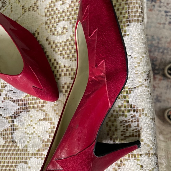 Marco Berelli red leather retro heels. - Picture 2 of 6